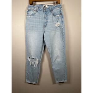Abercrombie & Fitch The Mom High Rise Curve Love Sz 30/10 Distressed Light Wash